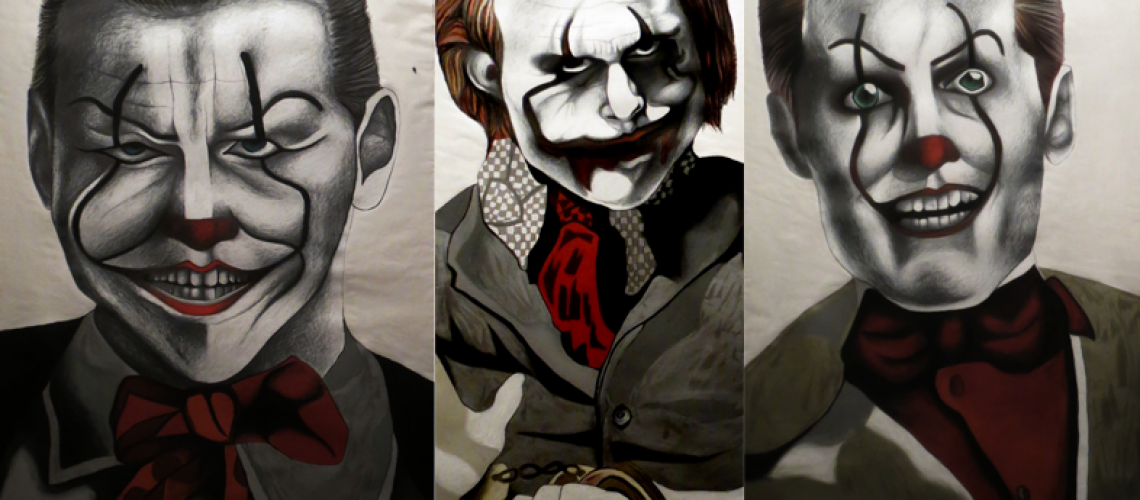 The face of evil_Kombinovana tehnika na papiru_85 x 433 cm_2019